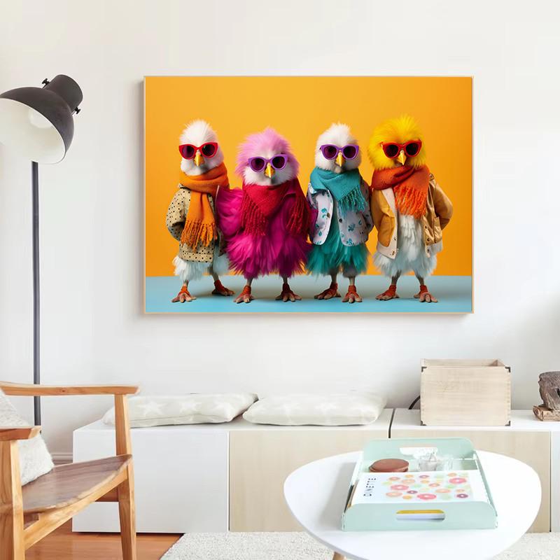 Alpaca Llamas Raccoons Canvas Print Painting Cute Fashion Animal Wall Art Poster Modern Picture Living Room Home Decor Cuadros