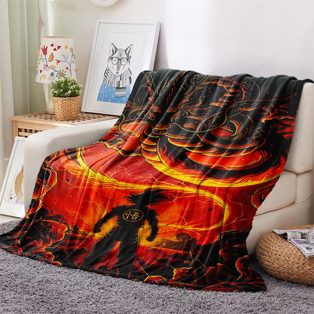 1PC Dragon Ball Super Patterned Flannel Blanket Suitable For All Seasons For Home Decor Warmth And Comfort Gifts Holiday Present