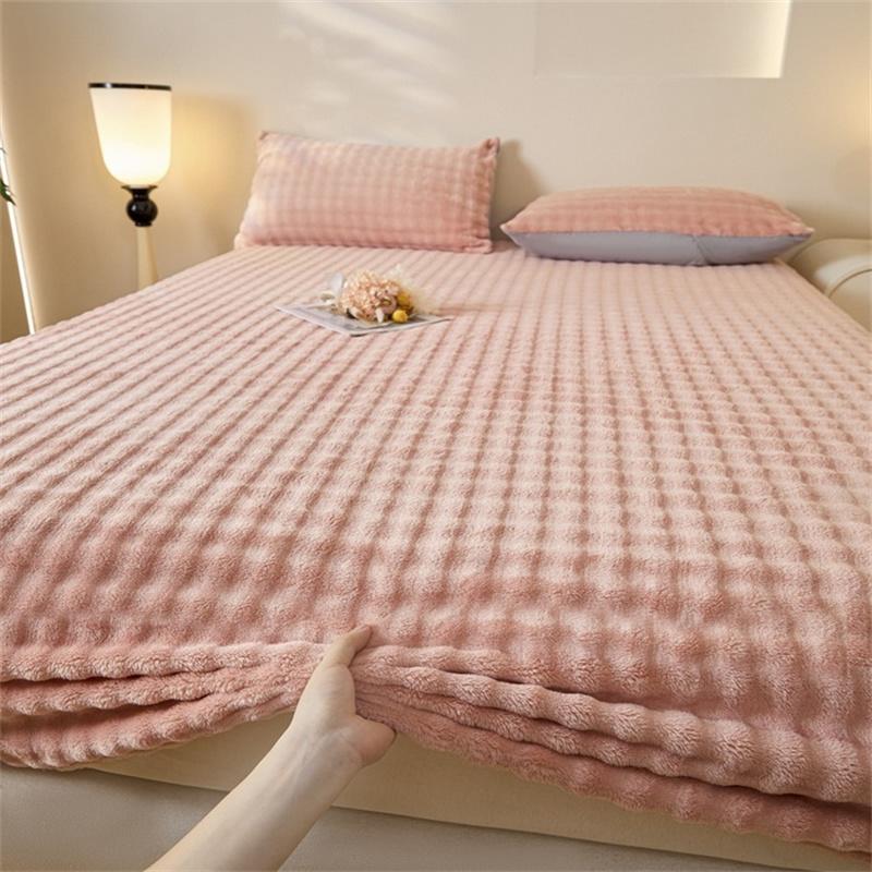 Зимняя постель, теплая простыня на резинке, постельное белье, чехол для матраса, утолщенная плюшевая эластичная простыня, зимнее коралловое флисовое роскошное покрывало для двуспальной кровати
