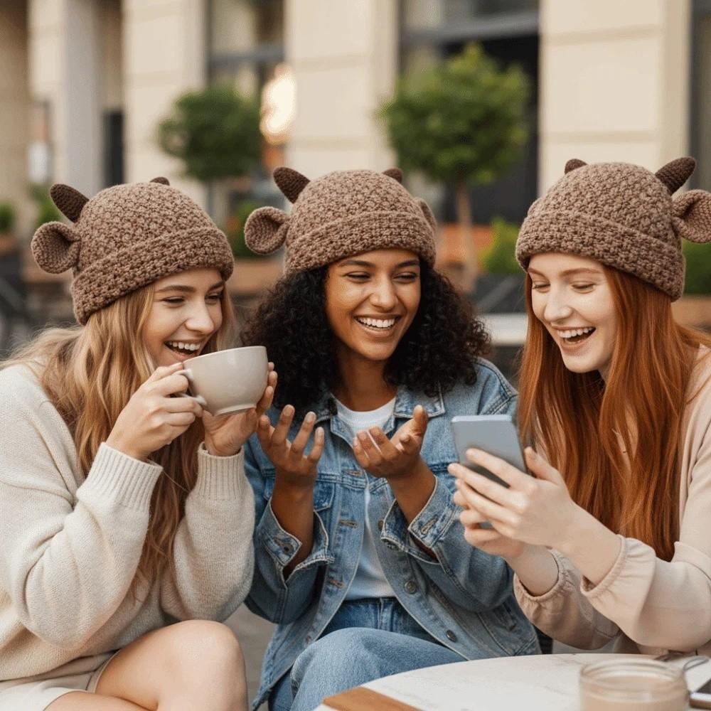 Keeping Warm Pullover Hat Cute Ear Women's Hat Cute Beanies Cap Winter