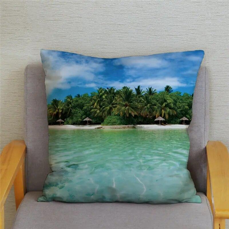 Декор для спальни, гостиной, пляжный пейзаж, кокосовая пальма, чехол для дивана, домашний декор, наволочка с принтом морской звезды и ракушки