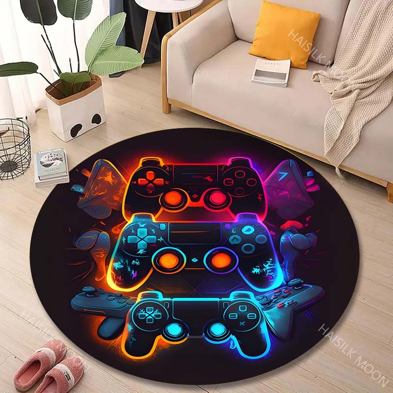 Multiple Sizes Game controller Print Round Rugs for Living Room Bedroom Floor Mats Kids Room Household Carpet Home Decor