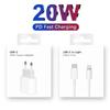 20W PD EU Fast Wall Charger For iPhone 11 12 13 Pro XS Max 14 Plus X XR Rapid Charge USB-C Charging Cable With Retail Box