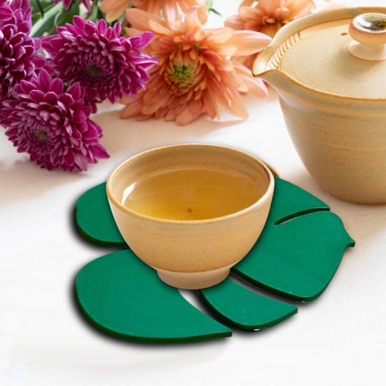 4 шт. 3D-печатный набор подставок под стаканы с дизайном листьев монстеры на магнитной основе с растением для домашнего декора