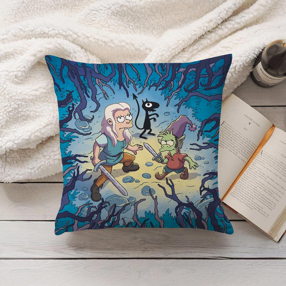 Cartoon DDisenchantmentT Pillow Case Home Decoration Cushion Cover Suitable For Bedroom Car Office Sofa