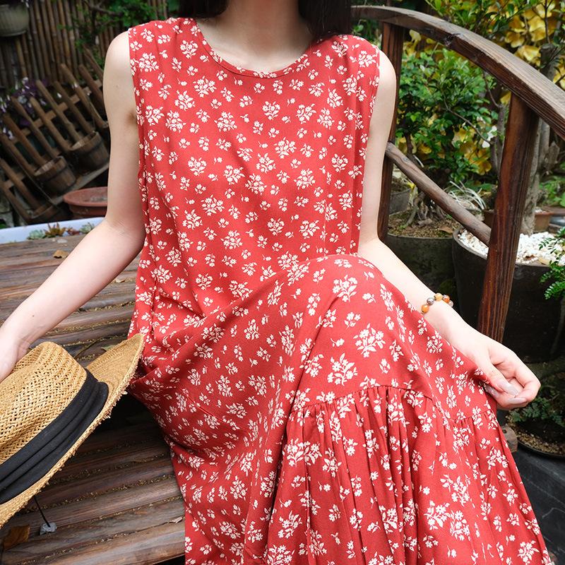 Vest nightdress women's summer cotton and silk pajamas long high-end loungewear can be worn outside holiday dress artificial cotton thin