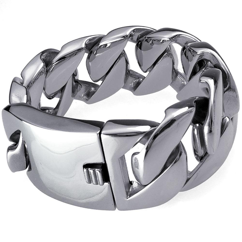 Ширина 32 мм, массивный браслет в стиле хип-хоп из нержавеющей стали 316L, стального цвета, с дизайнерскими шармами