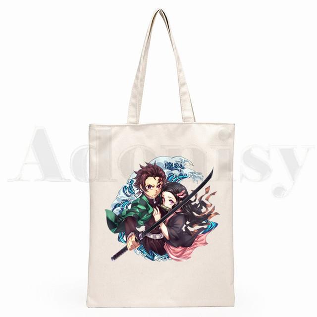 Японское аниме Kimetsu No Yaiba Demon Slayer, сумки для покупок с графическим мультяшным принтом, модная повседневная сумка для девочек, Pacakge