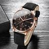 3pcs/set Men's Handsome Leather Watch Simple Roman Scale Three Eye Dial Men's Calendar Strap Quartz Combination Watch (No Box)