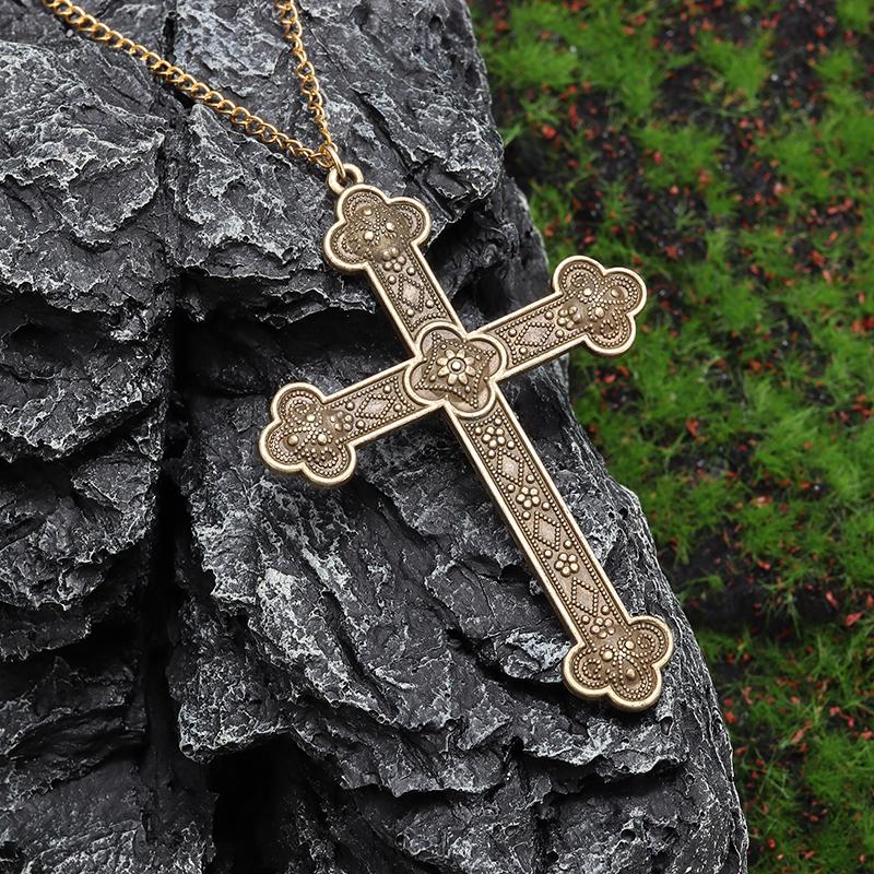 Vintage Catholic Cross Pendant Necklace Men Women Christian Believers Prayer Amulet Jewelry