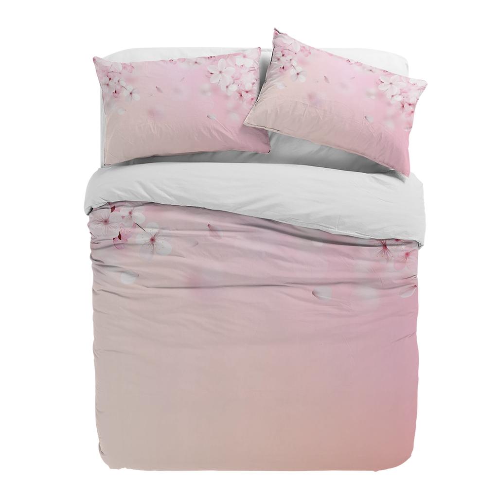 Весенний цветок Персиковый цвет Розовый Цветы вишни Пододеяльник с наволочкой Постельный комплект Покрывало для одеяла Двуспальная кровать Домашний текстиль