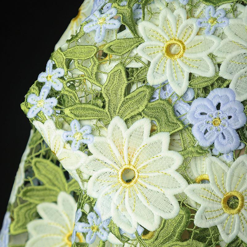 50*130 см шикарные зеленые вышитые цветы ткани для самостоятельного шитья одежды шляпа платье фон для декора художественный дизайнер ткань