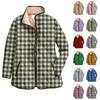 Women's Floral Print Stand Up Collar Pleated Cotton Long Sleeved Button Cotton Jacket