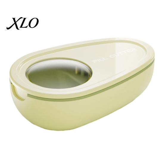 Portable Pill Container Box with Cutter, Stainless Steel Blade Compact Weekly Medication Case, Lightweight Large Capacity Dispenser for Daily