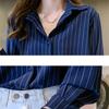 2022  Long Sleeve Tops Fashion Striped Shirts Women Blouses Spring Autumn White Blouse Turn Down Collar Blusas Clothes 23982