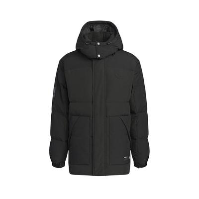 Originals FW24 Брендовый логотип, однотонный пуховик с капюшоном и длинными рукавами, мужская верхняя одежда, черный цвет JD3753