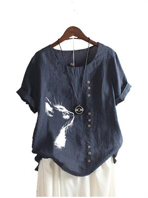 Женская модная блузка с круглым вырезом, футболка с цветочным принтом, летние повседневные топы с короткими рукавами, женские свободные блузки