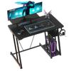 YeTom Gaming Gaming Game Width поставляется с 2 уровнями хранения, совместимыми с отдельным ПК, игровой низкий компьютер, черный стол, стол, стол, 100 см, стойка,