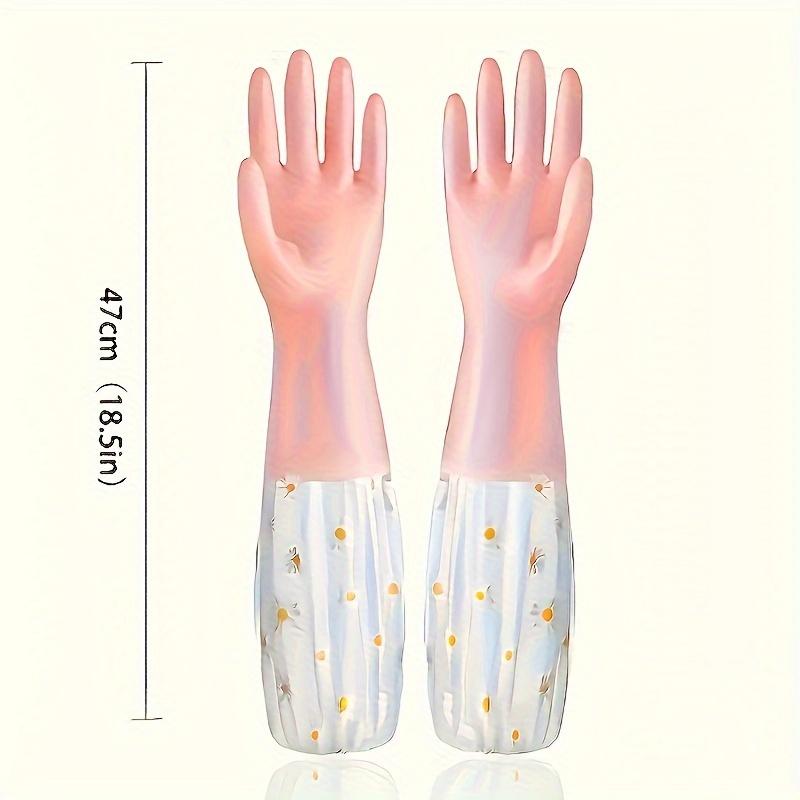 1 Pair Durable Waterproof PVC Cleaning Gloves, Non-Slip Dishwashing Gloves for Kitchen, Household Laundry Gloves