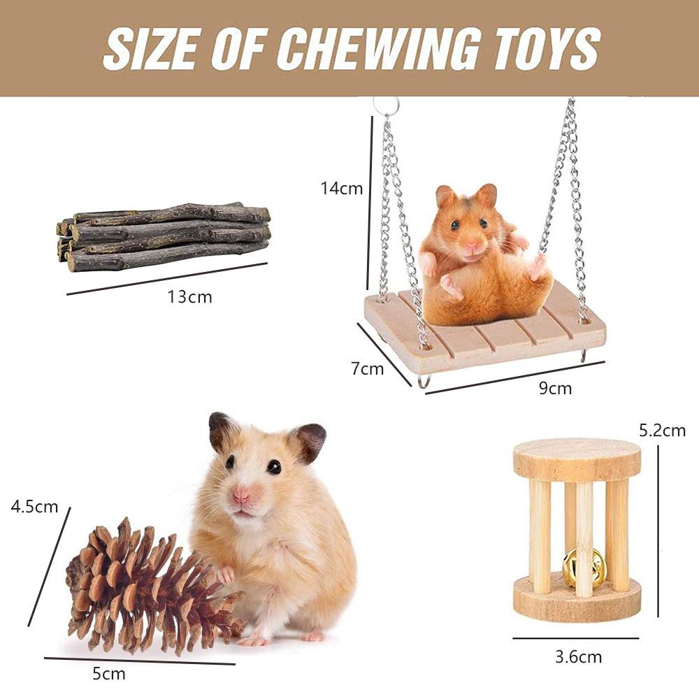 New Pet Toys Hamster Rabbit Dutch Pig Parrot Hamster Channel Play Wooden Teething Supplies Combination Set Small Pet Supplies