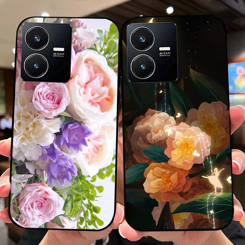 Для Vivo Y22 4G Чехол V2207 V2206 Y22s Цветная Печать Матовый ТПУ Силикон Мягкий Чехол для Телефона Для Vivo Y35 4G Ударопрочный Бампер Fundas