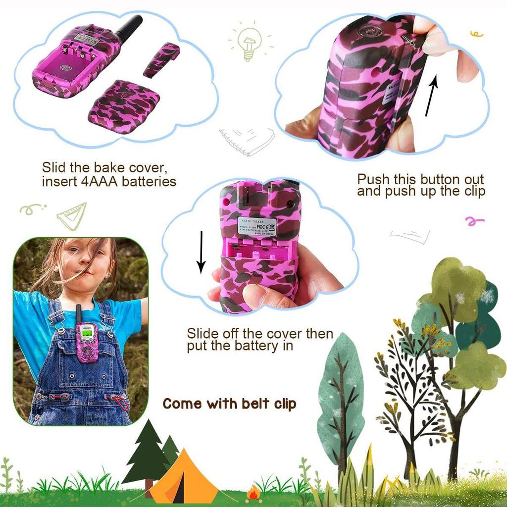 2 Pack Walkie Talkies for Kids, 3 KMs Long Range Children Walky Talky Handheld Radio Kid Toy Gifts for Boys and Girls