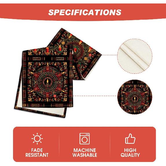 Artoid Mode Kinara Candles Kwanzaa Table Runner, n History Kitchen Dining Table Decoration for Home Party Decor 13x72 Inch