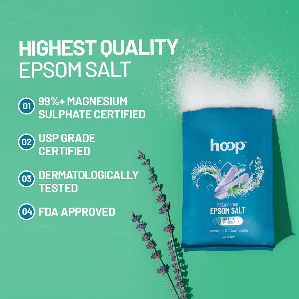 Hoop Epsom Salt Lavender & Chamomile 400 G Pack for Foot Soak Muscle Relaxation and Skin Care