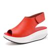Summer Women Sandals Platform Wedges Sandals Leather Swing Peep Toe Casual Shoes Women Walk Shoes Flats Size 42 Peep Toe Sandals