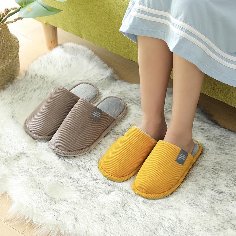 Cotton Slippers Women's Autumn and Winter Indoor Home Thick-soled Non-slip Floor Support Couple Warm Wool Shoes Confinement Shoes