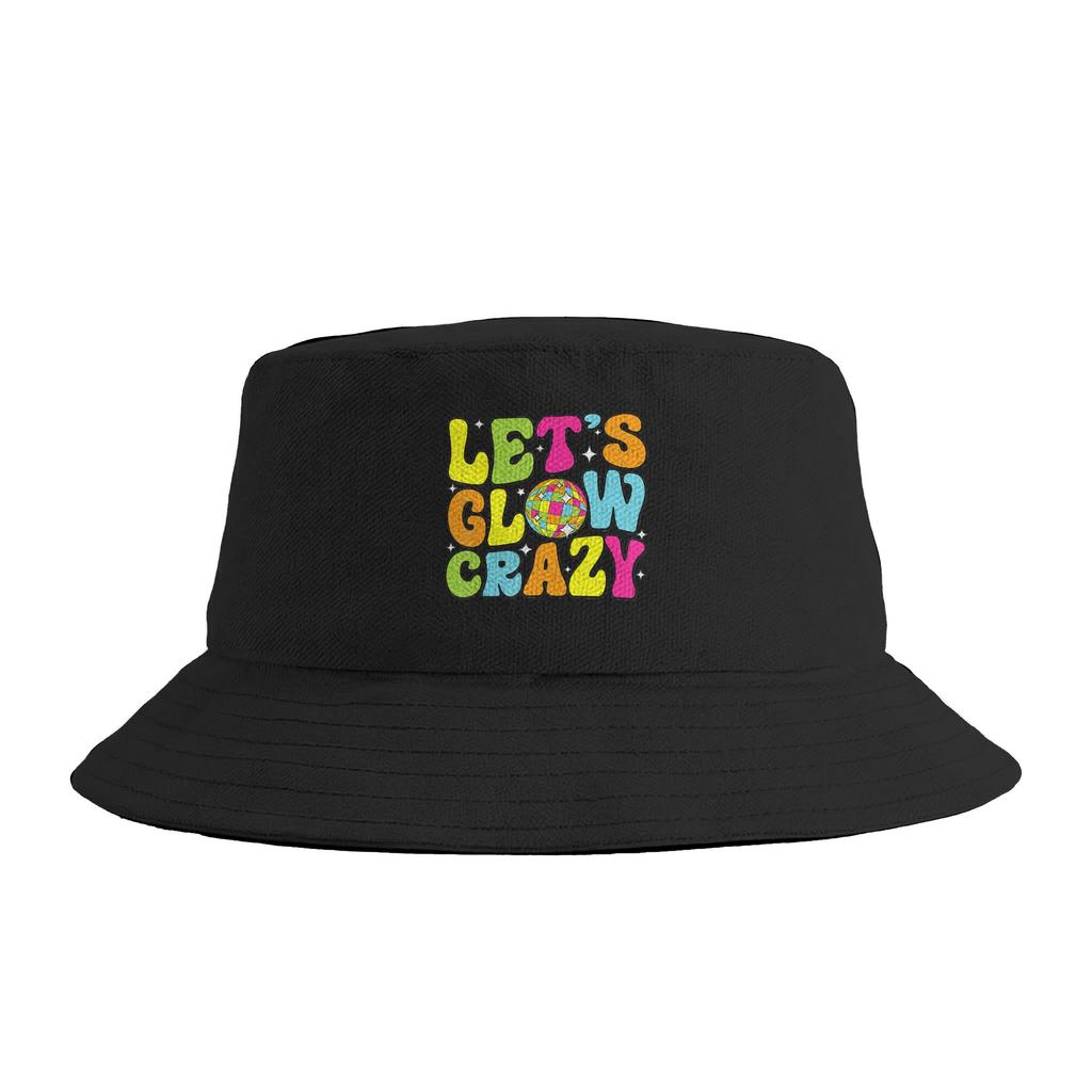 Lets Crazy Crazy Retro Birthday Party Glowing s s Bucket Hat Harajuku FisherUnisex Caps For Unisex Casual Fishing Sun Hats