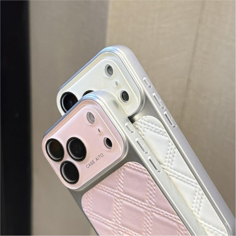 Кожаный чехол для телефона с текстурой ромба Для For Iphone 17 16 1 14 Pro Max 13 Большое окно Защита объектива Ударопрочная крышка Funda