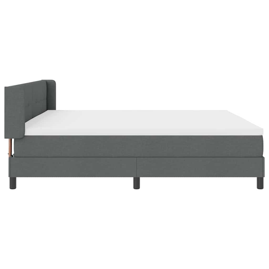 Box Spring Bed with Headboard Dark Grey 200 x 200 cm Fabric