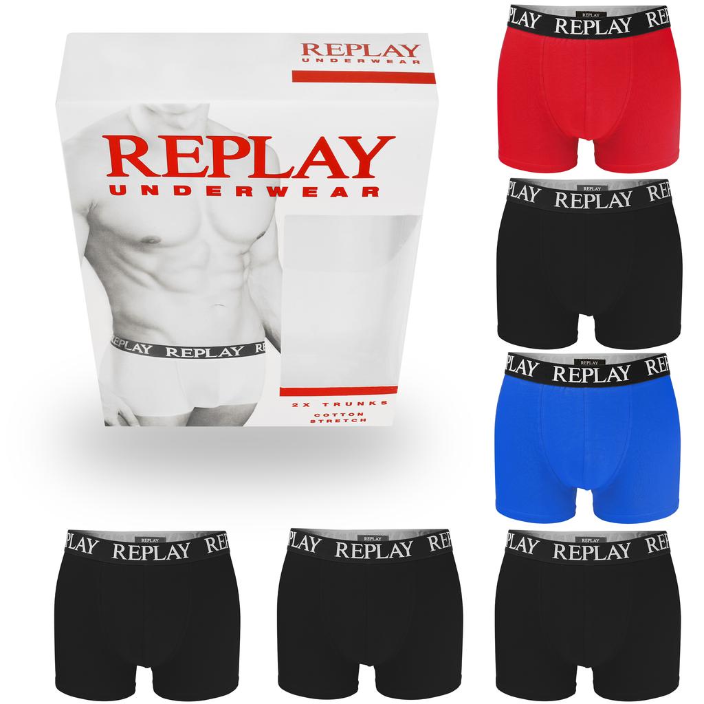 Replay Men' Boxer Shorts Set of 6 Cotton Color BM332 Logo Size