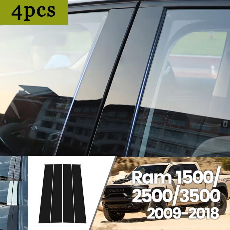 UAL3 For Dodge Ram 1500 2500 3500 2009-2018 2010 2011 Bright Black Carbon Fibre Window Door Waterproof B C Sticker
