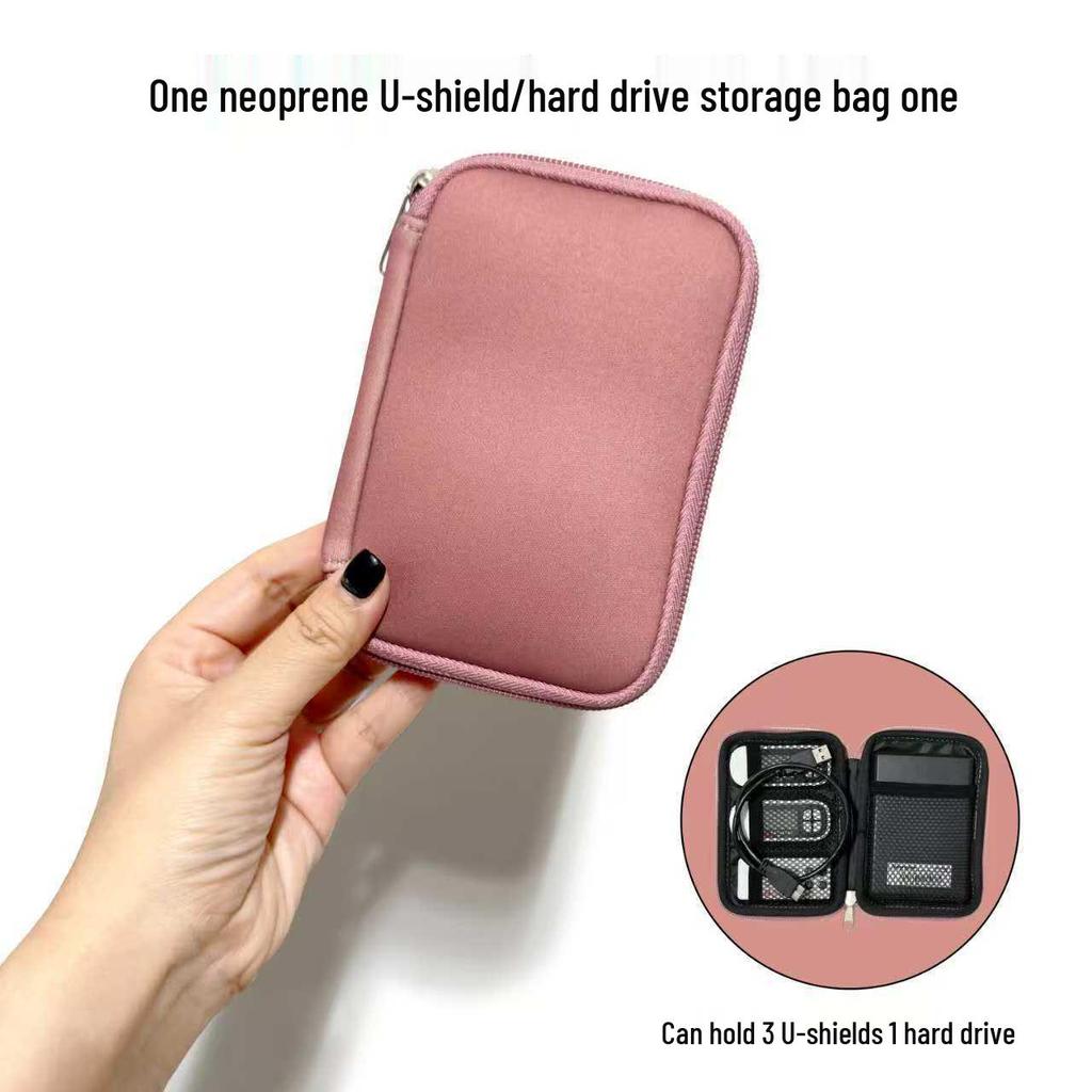 Compact Digital Accessories Storage Case for 2.5" Hard Drive, Earphones, and Cables - Mini U-Shield Protective Bag