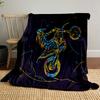 Neon Rider Performing Stunts Patterned Blanket, Flannel, Suitable for All Seasons, Home Decor, Warm and Cozy