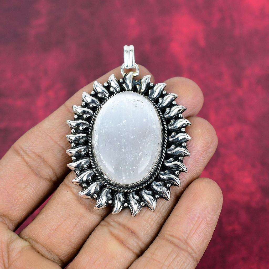 Ювелирные изделия из радужного лунного камня, подвеска из стерлингового серебра 925 пробы, красивая ювелирная подвеска ручной работы