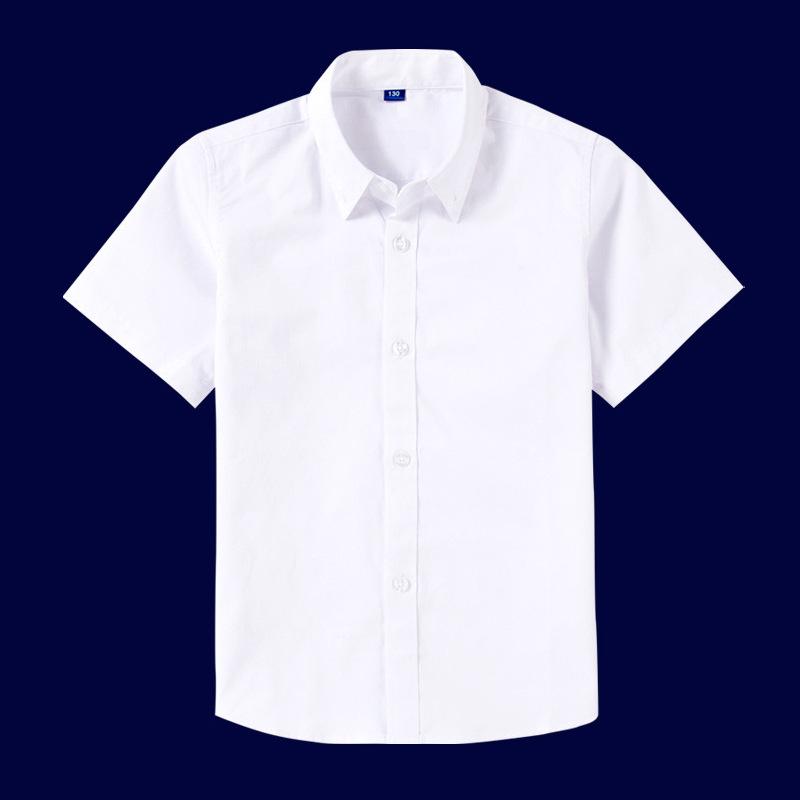 Белая хлопковая рубашка с коротким рукавом для мальчиков для летней школьной формы, для выступлений