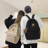 Simple Solid Color Letter Decoration Student Leisure Backpack For Travel And School