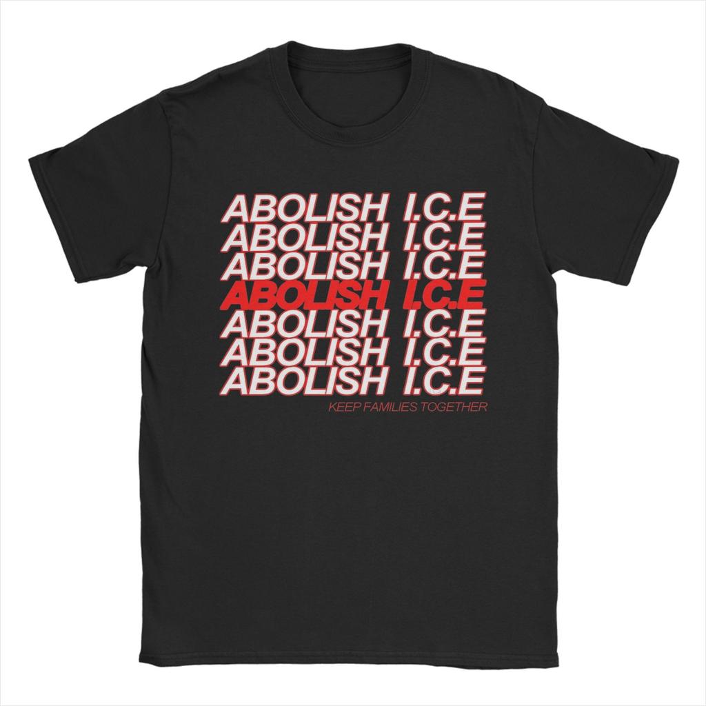 Abolish ICE Men T Shirt  Vintage Tees Short Sleeve Round Collar TShirt Pure Cotton 4XL 5XL Clothes