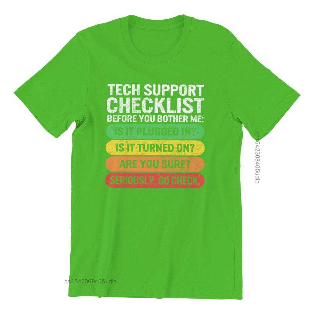 Funny Sysadmin Shirt Tech Support Checklist Unisex Vintage Sport Tshirt Punk Anime Family Tops Tees Oversized 3d Print Cotton