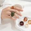 Minimalist Vintage Resin Rings Adjustable Personality Rings Rural Geometric Resin Ring Set Gift