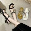 Summer New Casual Round Heel Buckle Sandals Fashionable Lightweight Round Toe Open Toe High Heels NO:8377-1