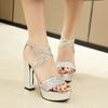 Fashion Sexy Gold Silver Cross Strap Crystal High Heels Sandals Women Bling Glitter Wedding Bridal Party Platform Heel Shoes Summer