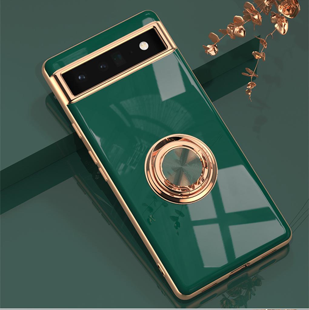 Чехол для Google Pixel 8 7A 7 Pro 6A 5A, магнитный автомобильный держатель, 6D-рамка с покрытием, силиконовый корпус, кольцо-подставка, защитный чехол из ТПУ