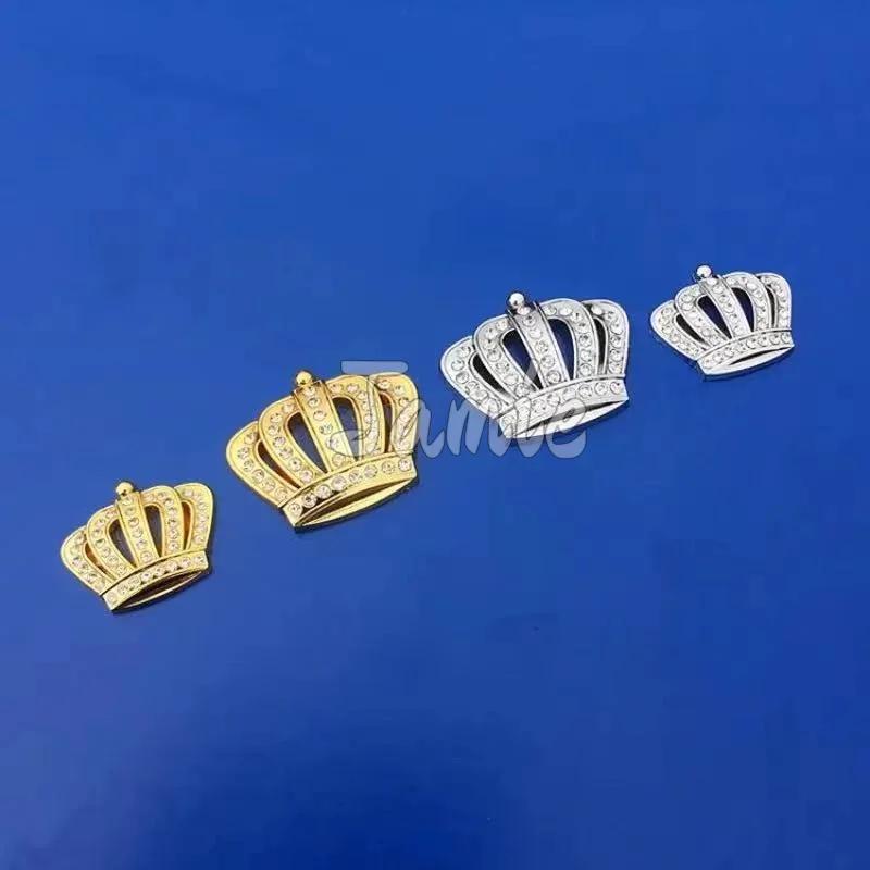 1 шт. золотисто-серебряная модная 3D-наклейка на автомобиль с бриллиантовым кристаллом и короной, металлическая боковая эмблема, значок, украшение кузова автомобиля, аксессуары для укладки