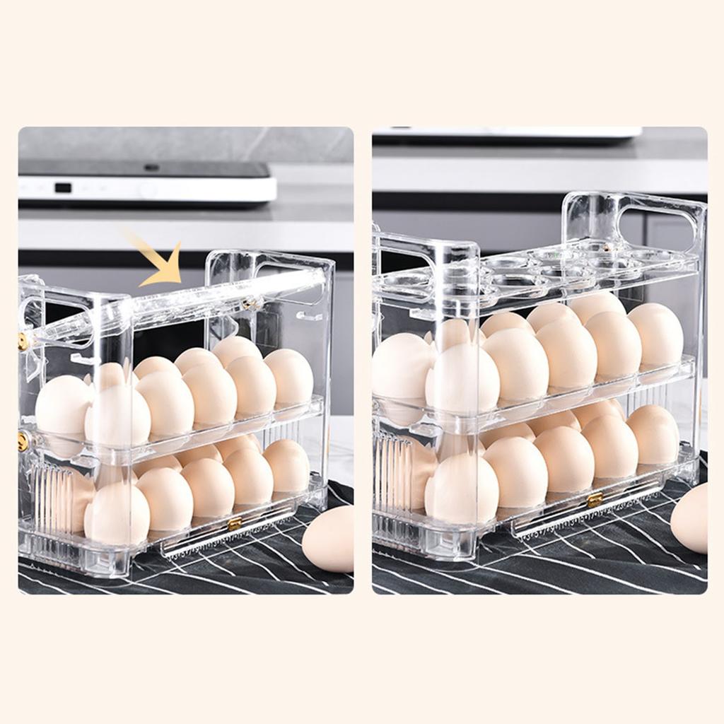 Refrigerator Egg Holder Space Saving Kitchen Egg Organizer Reversible Installation Plastic Egg Stora
