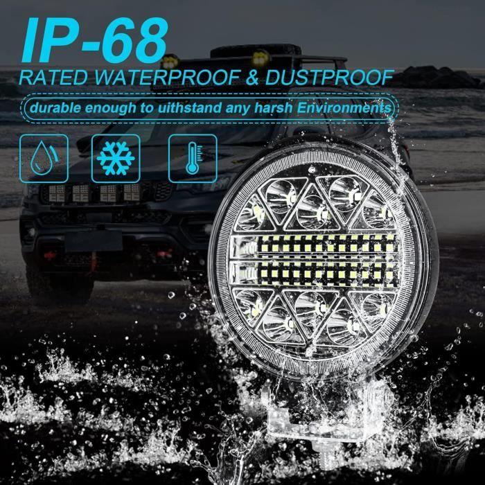 Dinfu Phare de Travail LED Tracteur 2 x 126W 4 LED Projecteur Ronde Phares Longue Portee led IP68 Spot Flood Lumière de recul pou