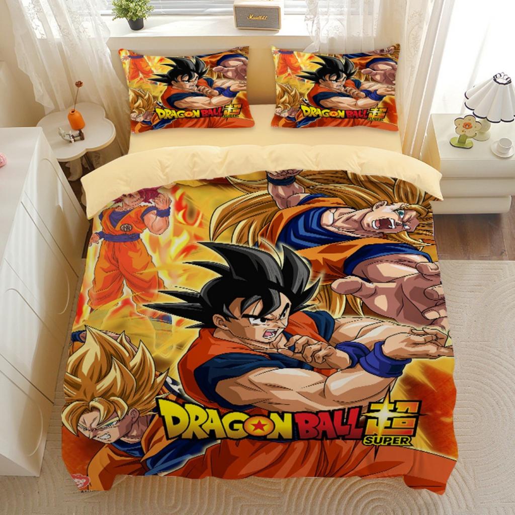 Japanese Anime Dragon Ball Bedding Set Goku Super Saiyan Duvet Cover Pillowcase 2/3pcs 3D Prints for Teens Quilt Cover